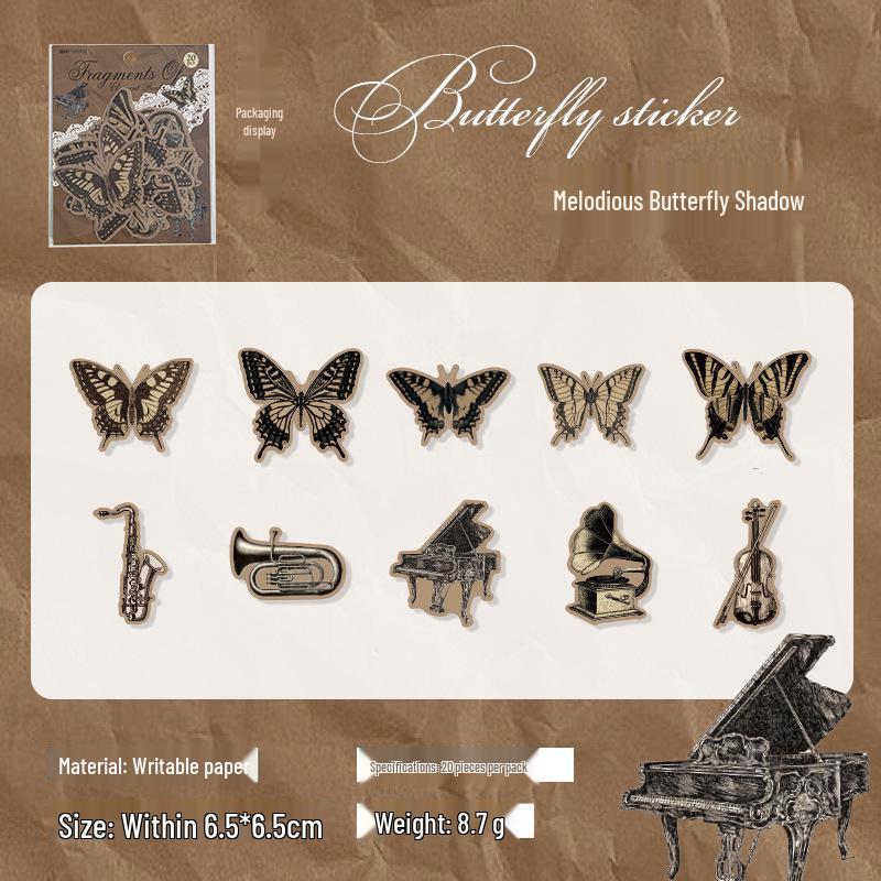 Ретро набор наклеек для дневника Yuxian: 20 листов, 4 стиля серии «Память древней книги» для декора и заметок.