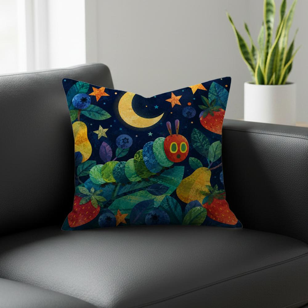 Character The Very Hungry Caterpillar Cushion Cover Natural Linen Pillowcase Set AllinOne Decor for Sofa Bedroom  Chair