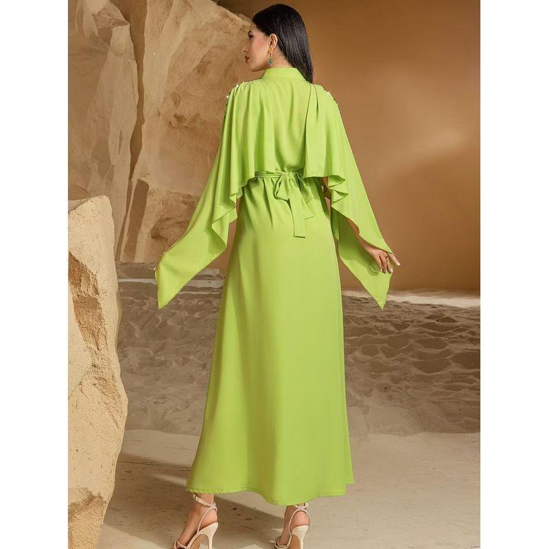 New Middle East Dubai Shawl Half-high Collar Handmade Seam Drill Dress Hand Sewn Diamond Dress