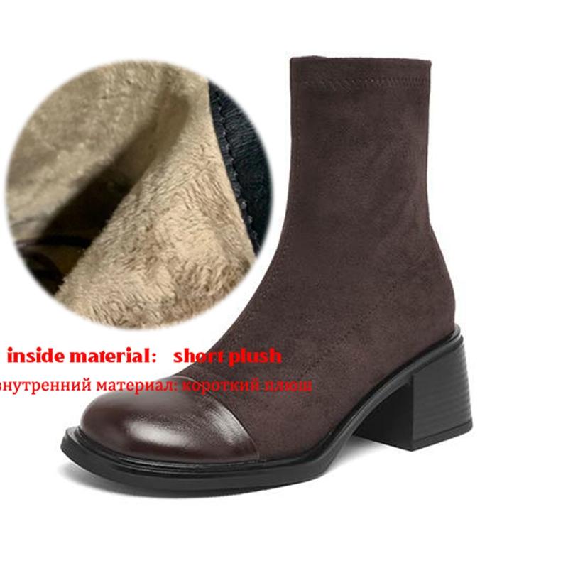 Krazing Pot Flock Winter Round Toe Modern Platform Size 33 Boots Size 43 Women Fashion British School Elastic Ankle Boots