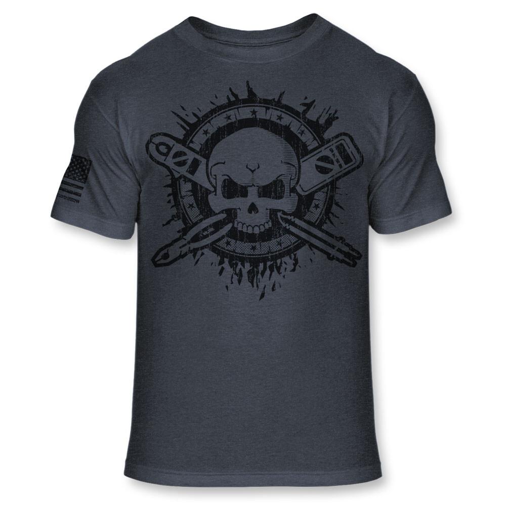 Electrician T Shirt - Electrical Worker Skull USA Flag Soft Blend Shirt - A141 S разноцветный