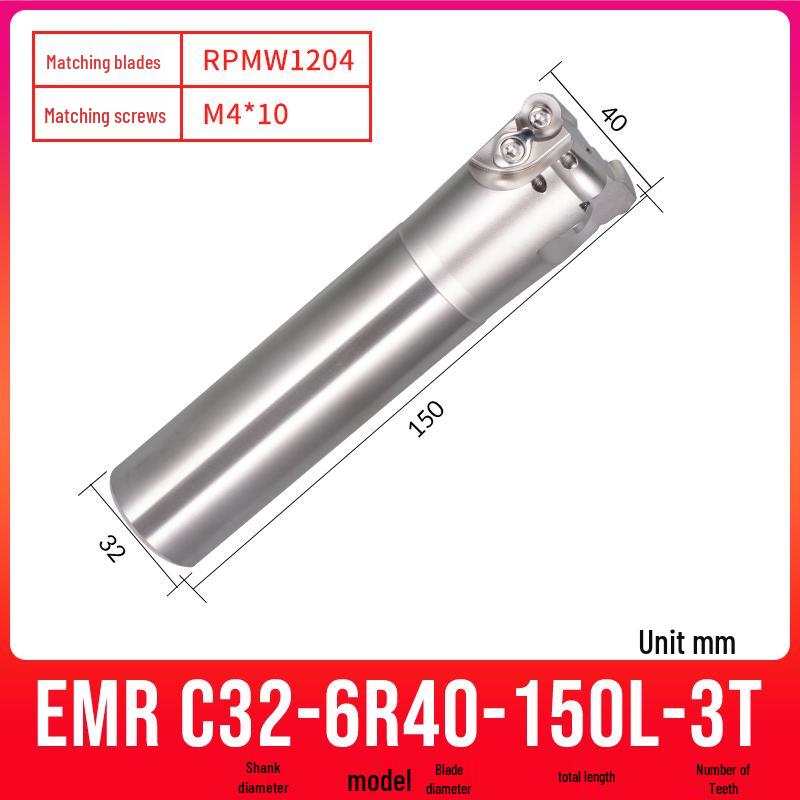 Shockproof EMR CNC Milling Cutter Holder - Round Nose, Bull Nose & Flat Machining Extensions (R4, R5, R6)