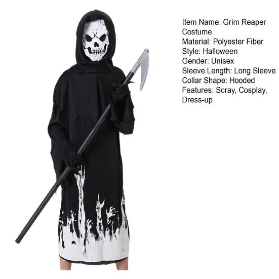 Halloween Grim Reaper Costume for Kids Glow-in-the-Dark Cosplay Outfit