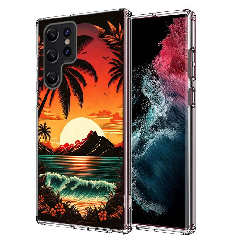 Beautiful Seaside Coconut Trees Capa Phone Case For Samsung S26 Ultra S25 Edge Galaxy S23 S21 S20 S24 FE S22 S10 Plus Cover Clea