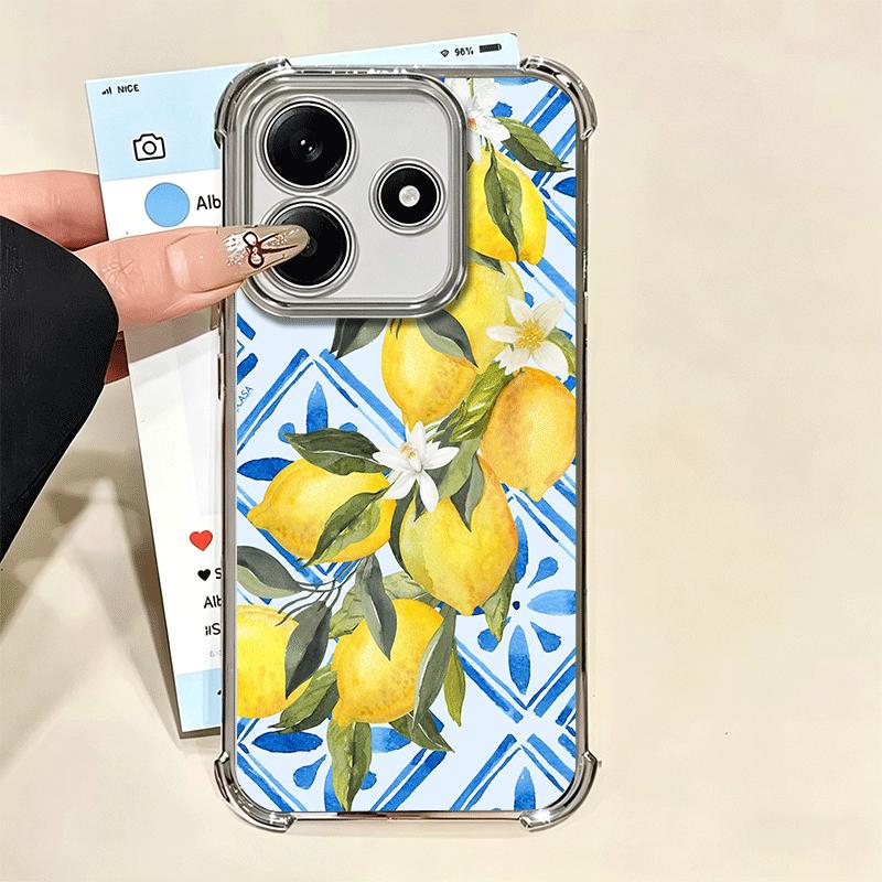 Summer Fruits Lemon Soft Phone Case For Xiaomi Redmi Note 14 15 Pro Plus 13 12 11S 11T 5G 10 9S 9 Plating Anti-Fall Fundas
