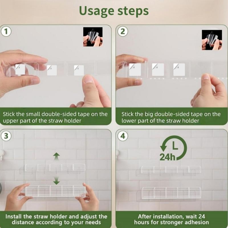 Platzsparender schrankmontierter Strohhalter 9,8 Zoll Klares Acryl-Design mit abnehmbaren Aufklebern zur Heimorganisation