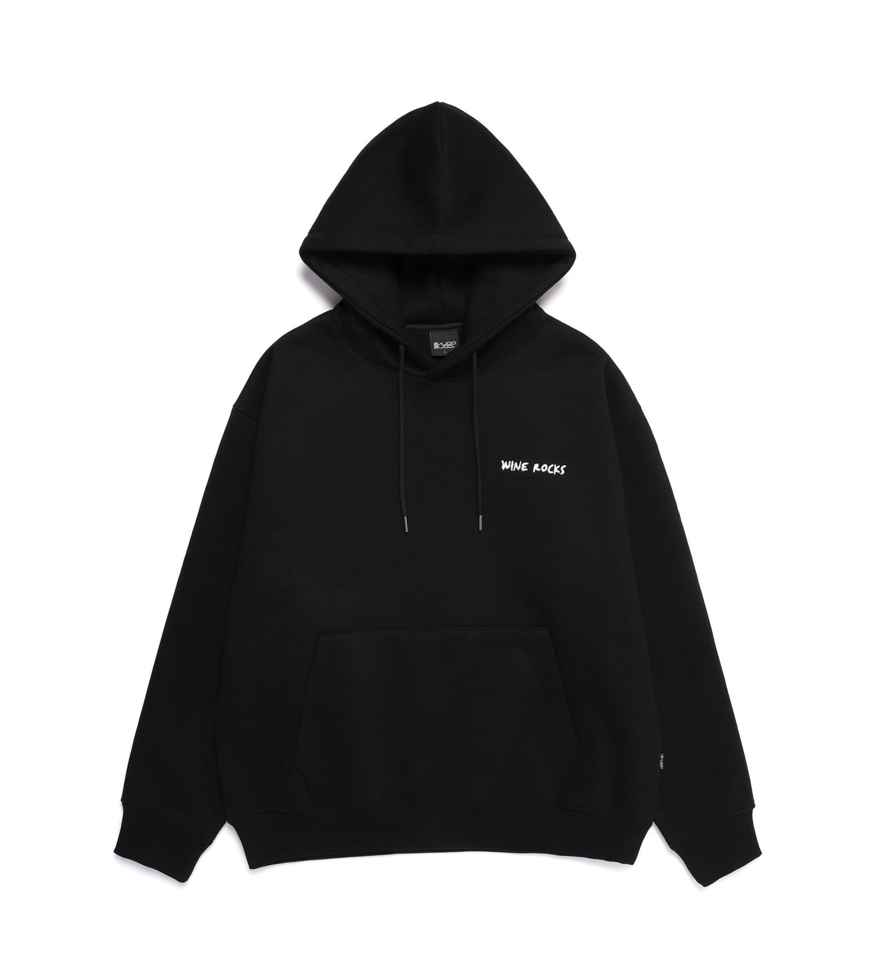 Bajubiju Wine Rocks Embroidery Over-Fit Hoodie [Black] L