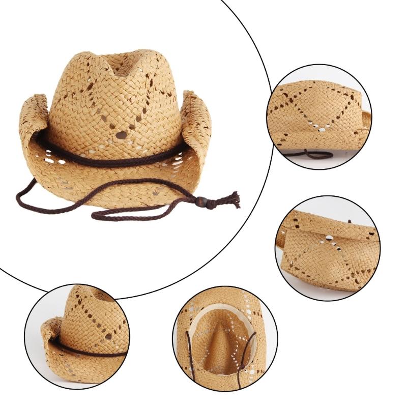 Cowboy Hat Western Wide Brimmed Straw Hat for Women Men Casual Wear Western Fedoras Men Women Unisex Wear