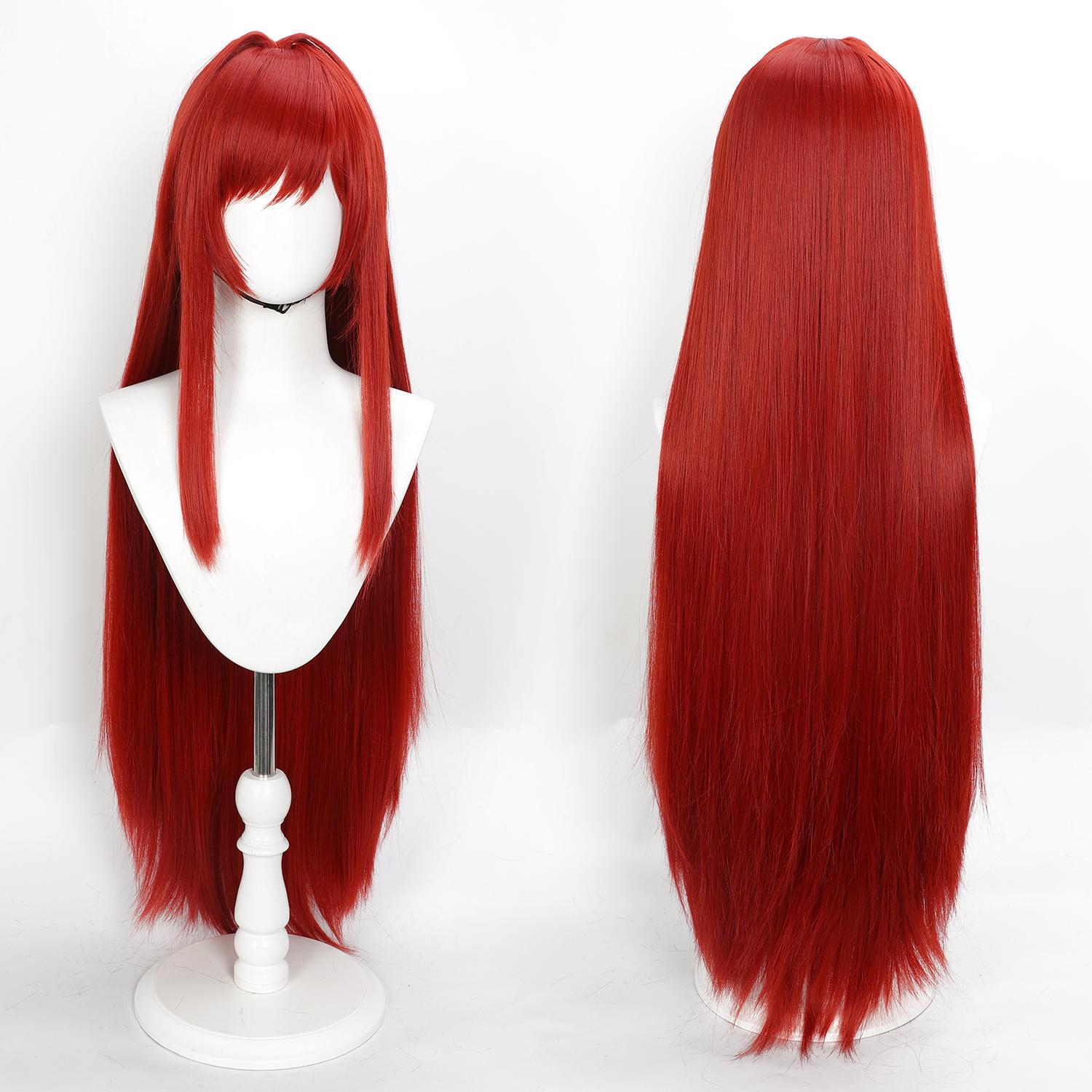 100cm NIKKE Game Cosplay Pruik Rood Lang Steil Synthetisch Haar voor Vrouwen Halloween Feest Rollenspel Pruik met Pruikenkap 40inches red