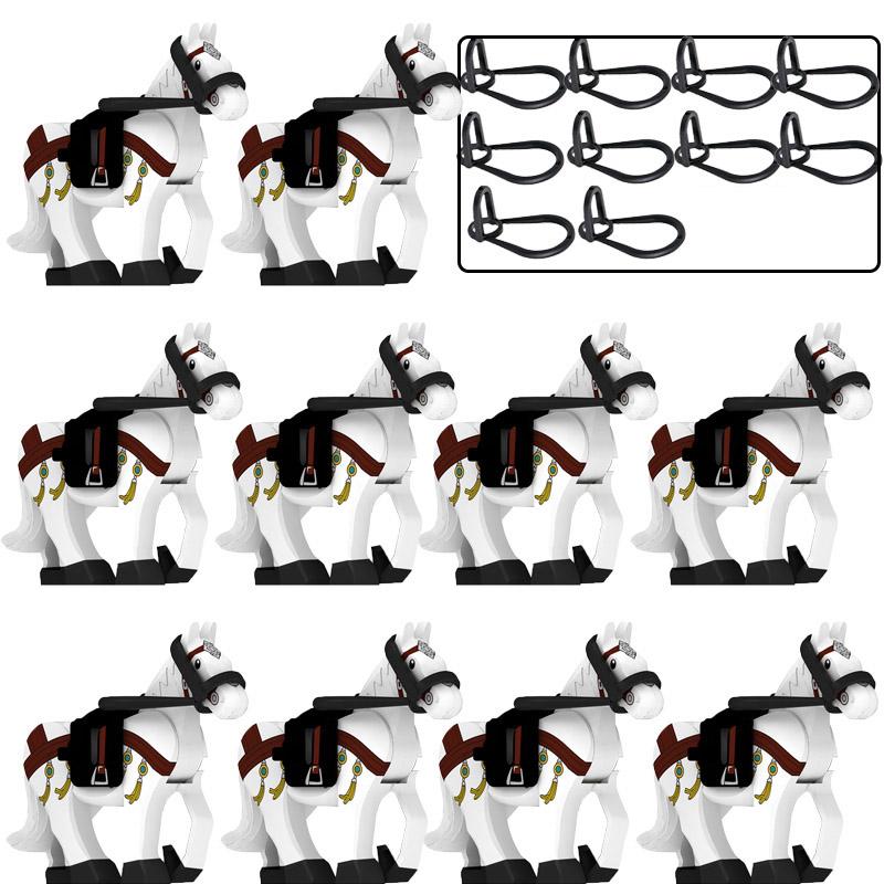 Military Building Blocks Solider Knights Figures Gifts Equipments Accessories Mount Medieval Ancient Warhorse Saddle Horse Rope