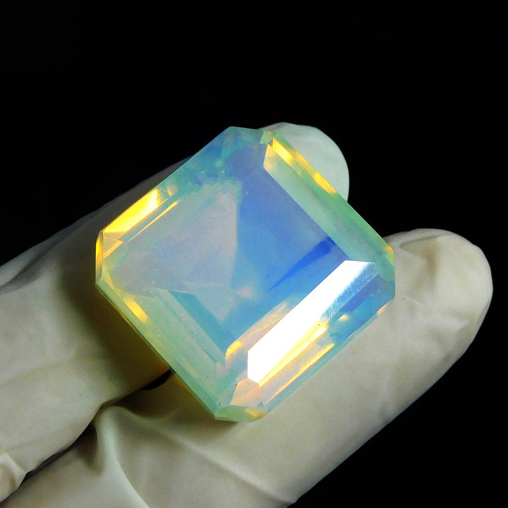 Lab-Created Opal Loose Gemstone 79.80 ct Ethiopian Multi-Color Square October Birthday Birthstone