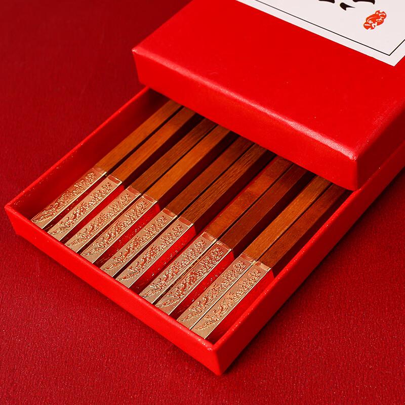 Red Sandalwood Dragon & Phoenix Chopsticks Gift Set