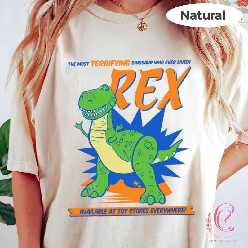 Toy Story Rex The Scariest Dinosaur Tshirt for Women New Casual and Fashionable Couple Street Wear for Unisex and Women