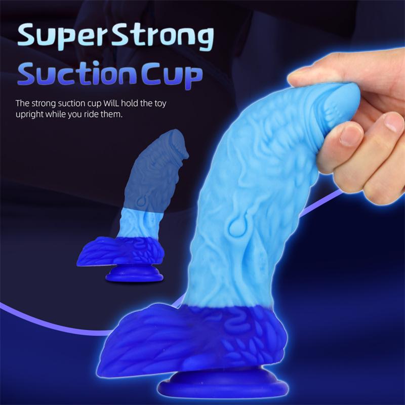 Blue Tyrant Mixed Color Liquid Silicone Big Penis Simulation Fake Penis Female Masturbation Device Anal Plug Adult Products