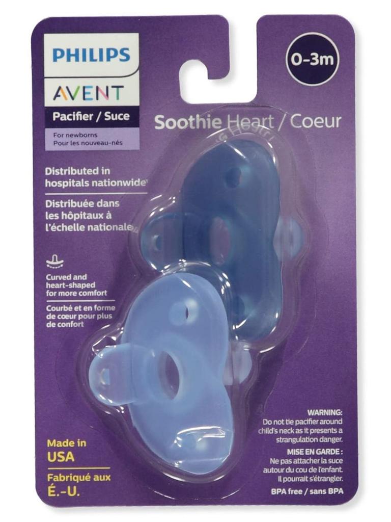 Philips AVENT Philips Shape Pacifier Pacifier Heart months Set of 2 Light 0-3 (Blue + Blue)