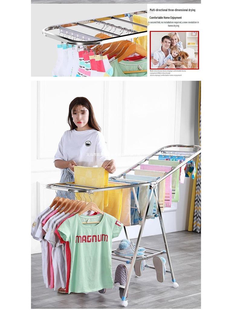 Foldable Stainless Steel Clothes Rack for Indoor/Outdoor Use