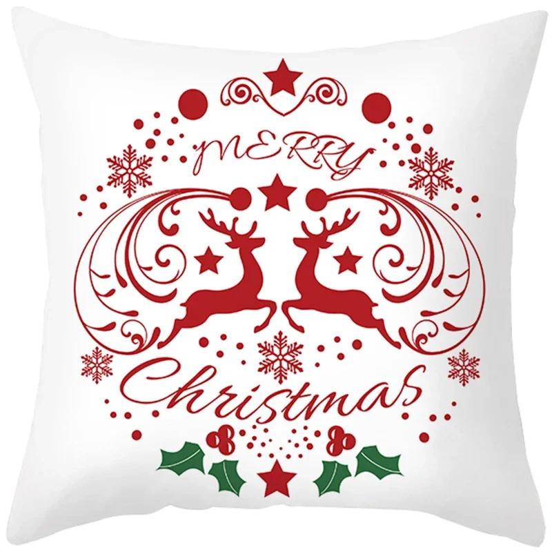 Weihnachtsrot Dekorationsmuster bedruckte Kissenhülle für Wohnzimmer Sofa Dekoration Kissenbezug