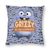 Happy Grizzy And The Lemmings Cushion Cover Sofa Home Decor Cartoon Lemmings Bear Square Throw Pillow Cover 45x45cm