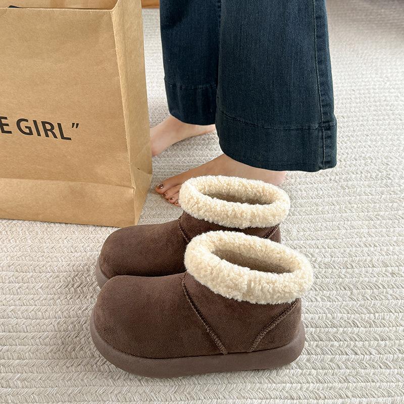 

Women s fashion lightweight thick sole winter warm snow boots fur one non-slip casual sports cotton boots sneakers 40 темно-коричневого
