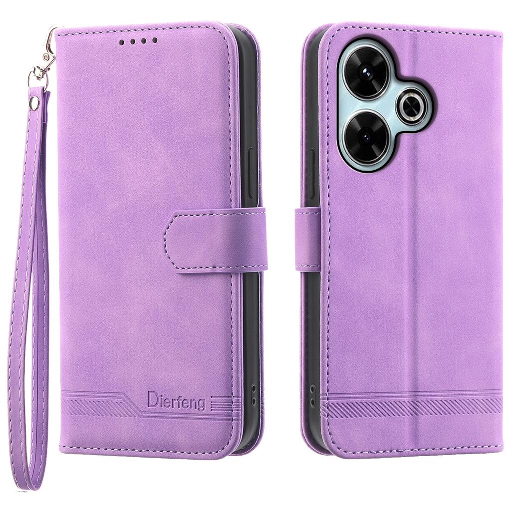 DIERFENG DF-03 Pour Xiaomi Redmi 13 4G/5G/Note 13R 5G/Poco M6 4G Étui en Cuir Portefeuille Housse de Téléphone