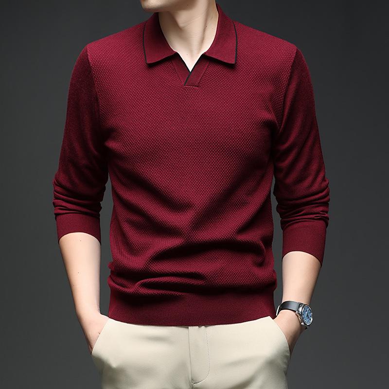 Men's 2025 Autumn/Winter Casual Knitwear: Fashionable Thin Long-Sleeve Loose Fit Sweater T-Shirt