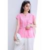 VICTORIA&VERA Women's Summer V-Neck Sleeveless Blouse with Adjustable Tie