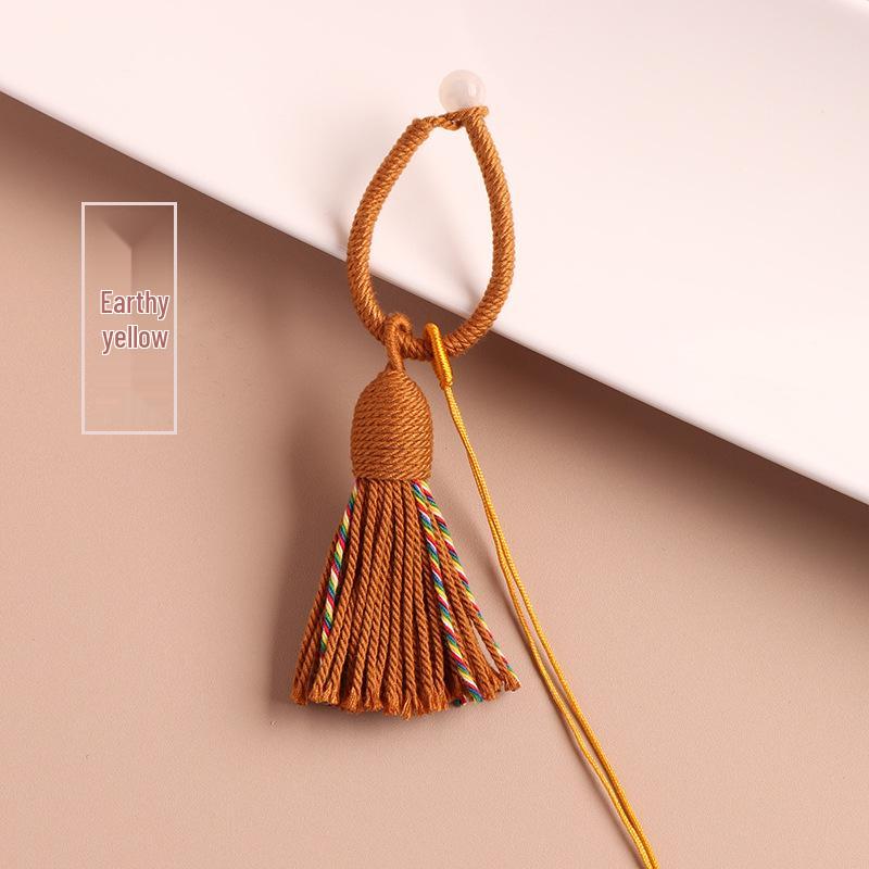 Tassel and Brocade Keychain DIY Set: Bag Accessories & Woven Rope Strap Pendant