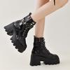 Autumn and Winter Patent Leather Thick-soled Large-size Muffin Bottom Lace-up Buckle Short Boots Martin Boots Women