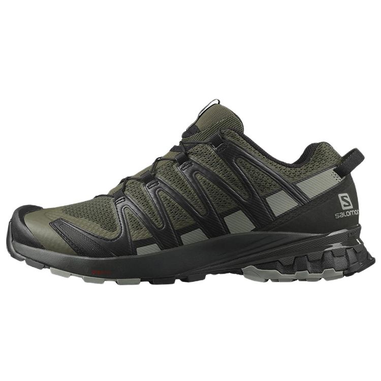 SALOMON XA Pro 3D V8 Comfortable Versatile Fabric Leather Durable Low-Top Casual Running Shoes Men Sneakers Black Green 409875