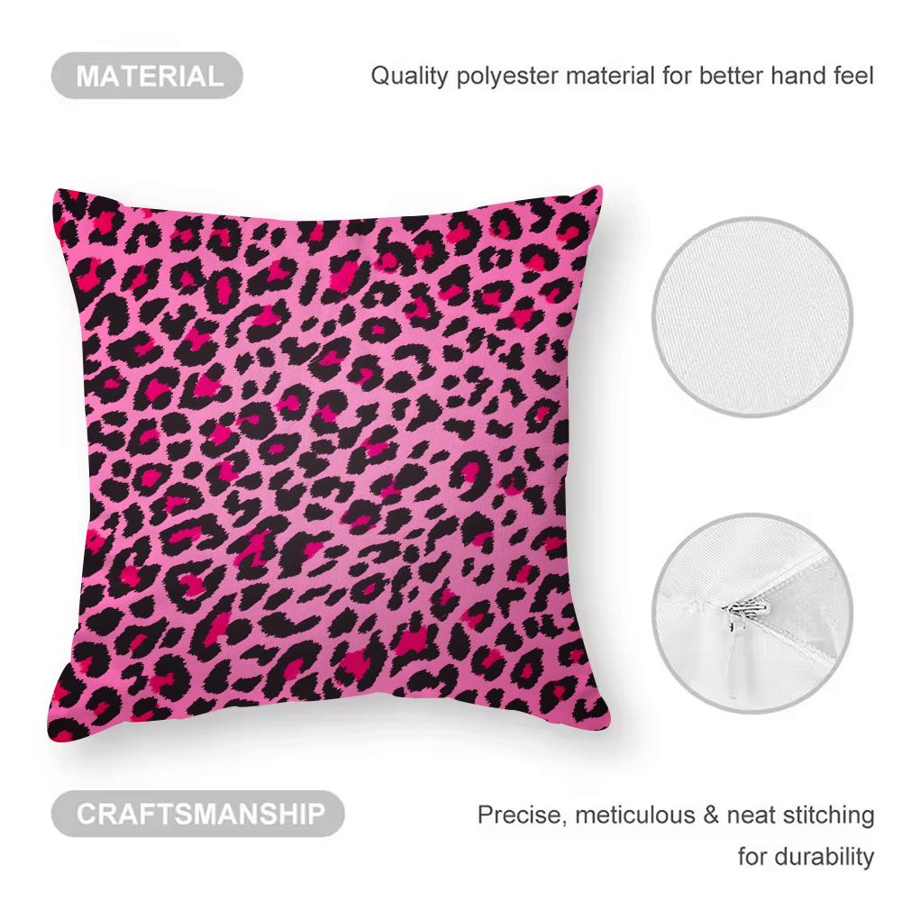 Leopard Print Cushion Cover Comfortable Reversible Pillow Cover Ideal For Car Sofa Bedroom & Beyond