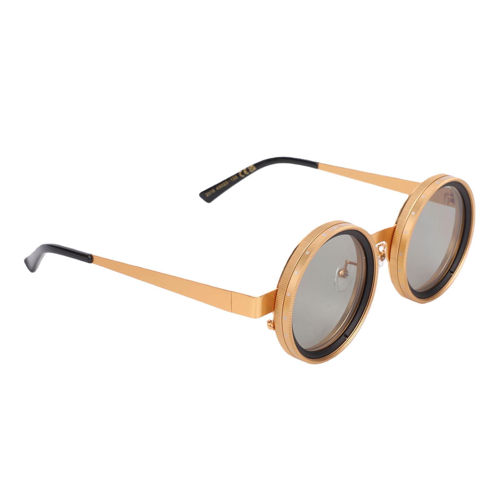 

ND2 400X Adjustable Tint Glasses Gold Black Round Metal Sunglasses with 49MM ND Filter Lenses for Outdoor Fishing
