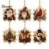 Acrylic Santa Hanging Ornaments 6 Pcs Christmas Pearl Art Ornaments, 2D Flat Holiday Tree Pendant, Effect Decoration for Home Wall Door Window