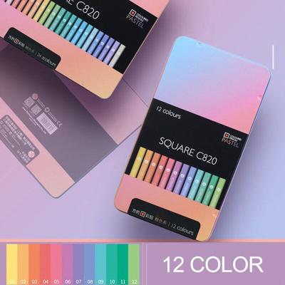 Soft Pastel Macaron Colors 12 Pcs Oily Colored Pencils Drawing Pencil Set Sketch Pencil Kit for School Coloring Art Supplies In Tin Box