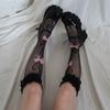 Japanese-Style Sweet Lace Trim Calf Socks | Knee-High Bowknot JK Fishnet Socks for Students - Slimming Design