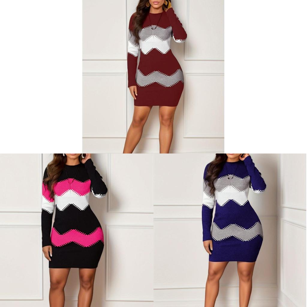English Style Knit Dress With Floral Print For Office Casual Womens Fashion