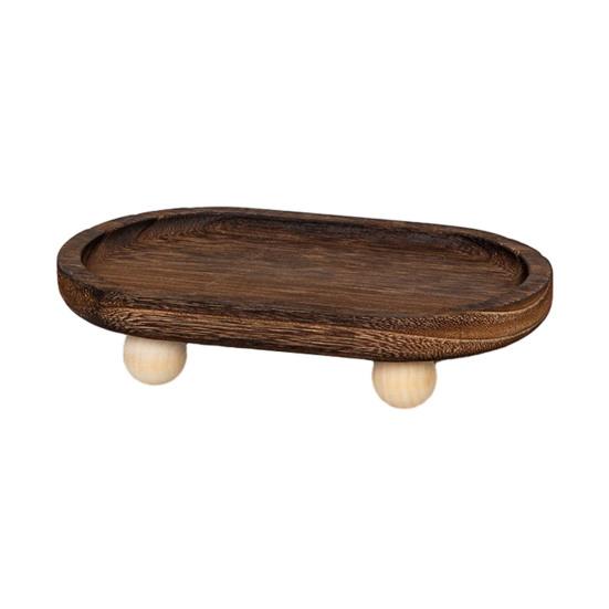 Wooden Riser Tray Multi-functional Round Oval Decorative Tray Pedestal Stand Bathroom Counter Jewelry Organizer Tray Decor