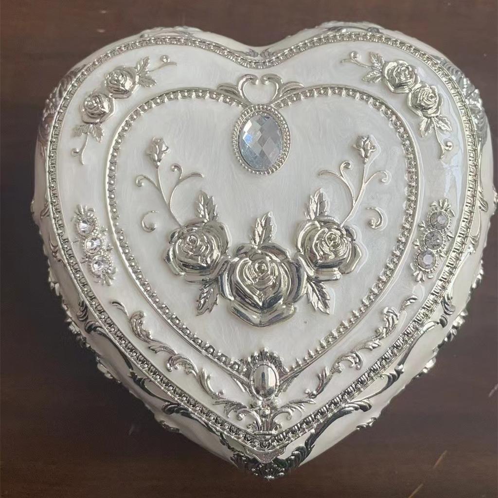 Scatola porta anelli in stile nordico di lusso leggero Scatola portagioie a forma di cuore squisita Stile con coperchio a ribalta con specchio Gioielli Collana