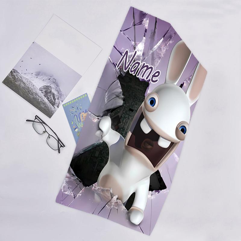 1pc Raving Rabbids Beach Towel with Custom Name, Beach/Swimming/Bath/Picnic/Camping Towel, Suitable for Seaside Beaches