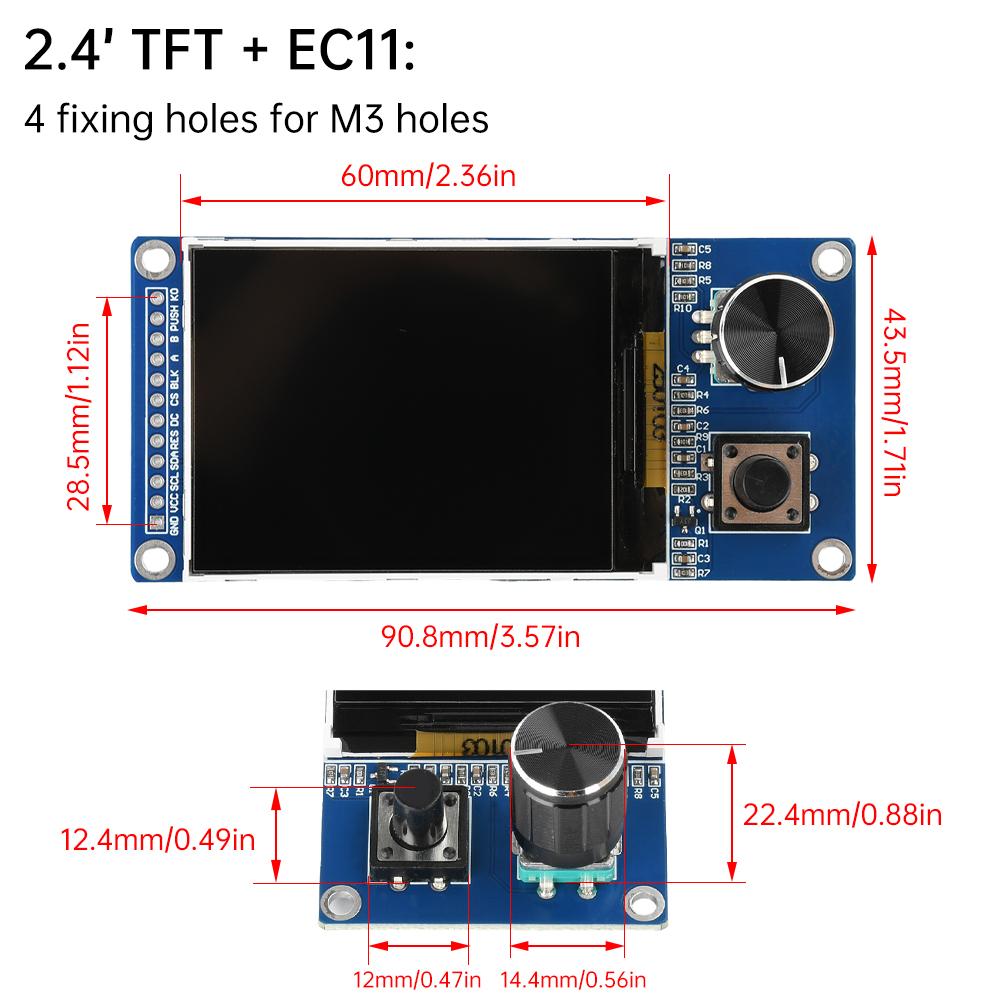 1.8-Inch 2.4-Inch TFT Display Screen With Ec11 Rotary Encoder Combination Module SPI Interface LCD Screen Electronic Kit