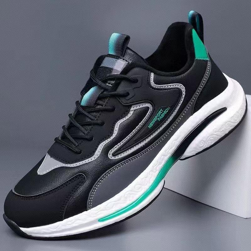 Men's Shoes Autumn New Fly-woven Mesh Breathable Casual Shoes Fashionable Soft-soled Lightweight Leather Sneakers