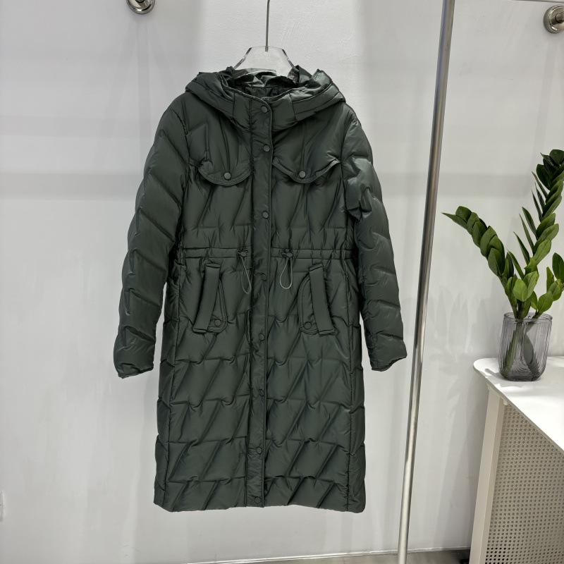 White Duck Down Jacket Women's Medium and Long Over the Knee New Waist and Thin Medium and Thick Lightweight Hooded Jacket