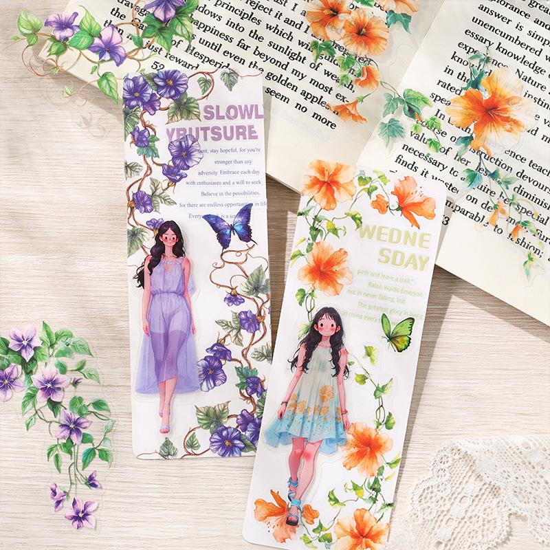 20Pcs/Pack Vintage Plant Flowers PET Waterproof Sticker for DIY Scrapbooking Journal Photo Album Decoration Materials Stickers