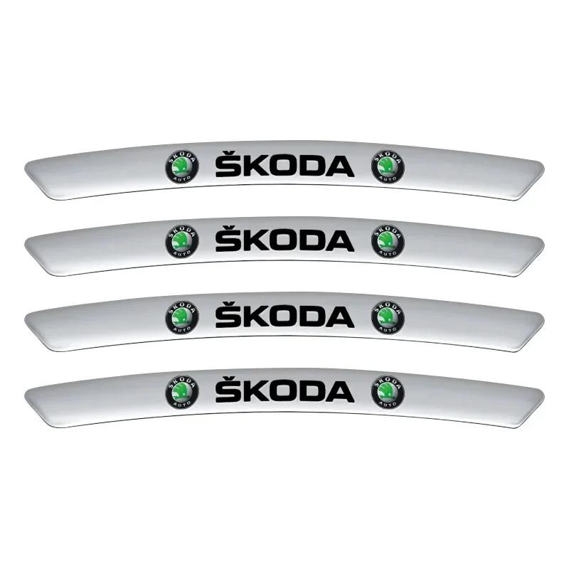 Car Wheel Rim Badge Creative Decoration Decals Styling Auto Aluminum Trim Sticker for Skoda fabia octavia Rapid kodiaq superb A5  HJ1