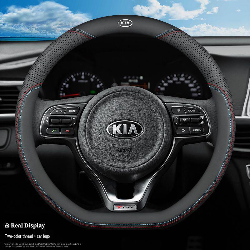 Genuine Leather Steering Wheel Cover for Kia Sportage, K3, Kx3, Cerato, K5, Forte, Kx5, Carens, K2