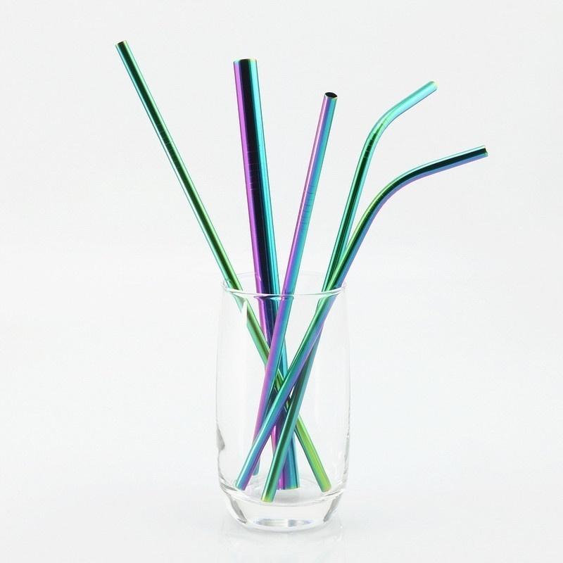 7 Pcs/set Reusable Drinking Straw High Quality 304 Stainless Steel Metal Straw with Cleaner Brush for Mugs Water Dispenser