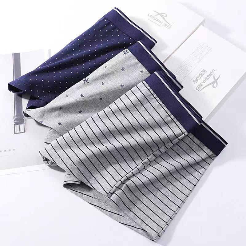 [4er-Pack] Langsha Herren-Boxershorts aus Baumwolle – mittlere Leibhöhe mit Schlitzen
