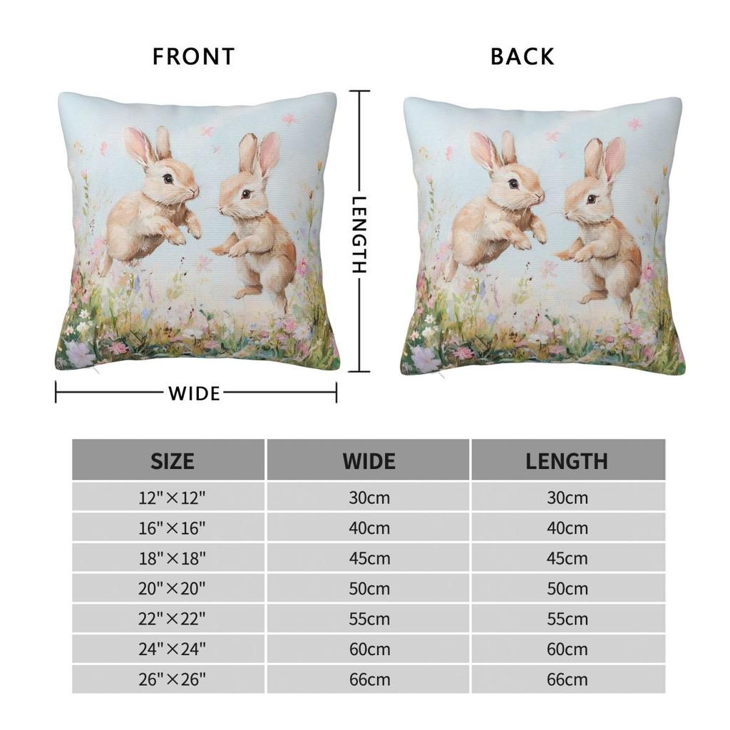 Easter Rabbit Square Pillow Case Cushions for Sofa Bunny Flower Custom Pillowcover Home Decor