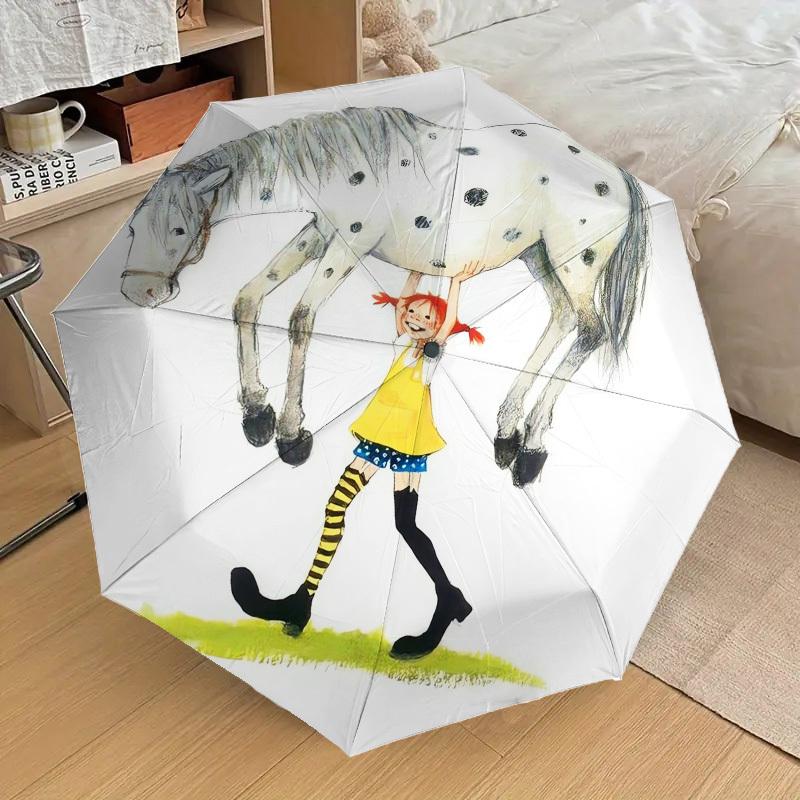 1pc Pippi Horse Themed High-quality Umbrella,Automatic Opening and Closing Umbrella,Multi-functional Umbrella G0811343