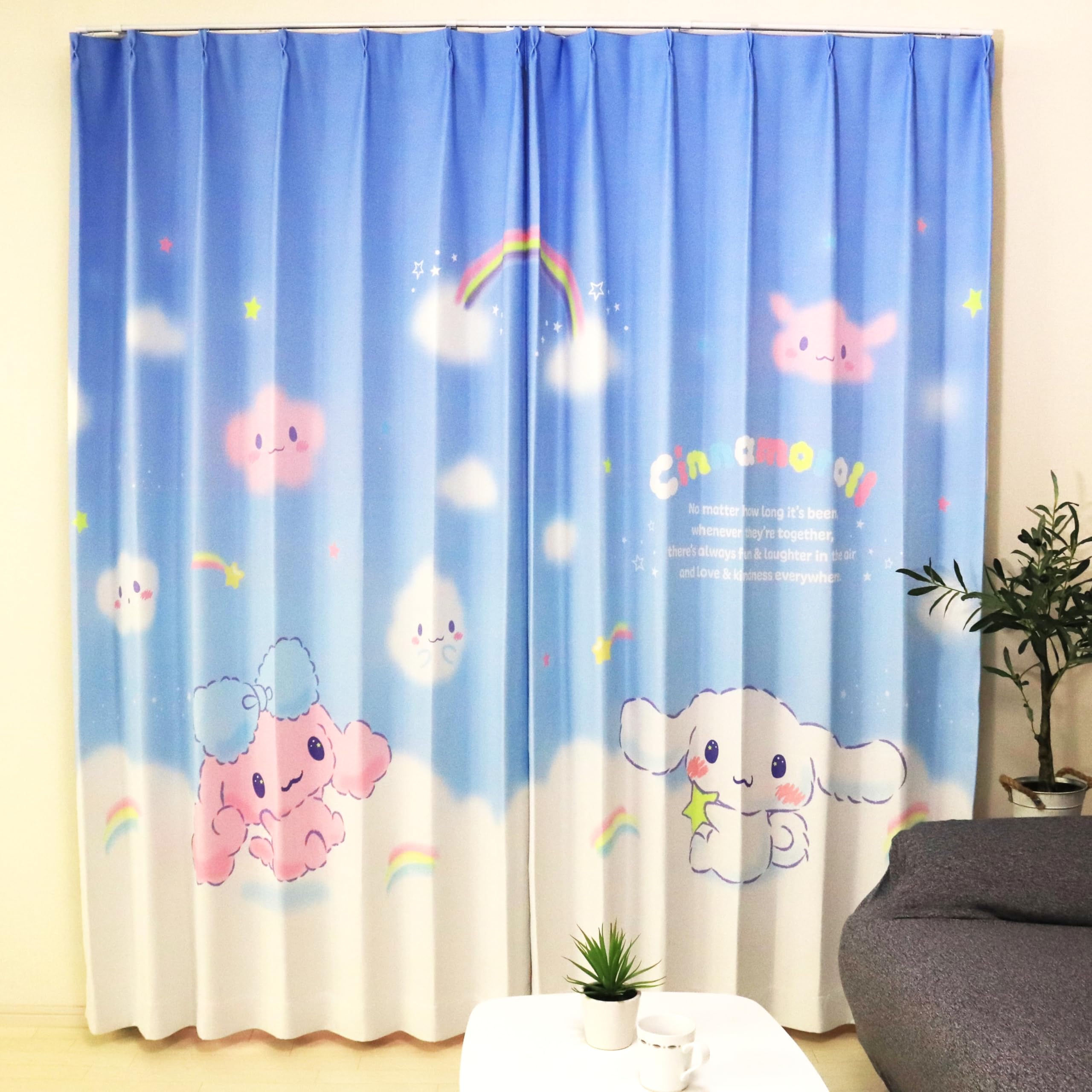 

MORIPiLO Sanrio Cinnamoroll Blackout Curtains Connecting Art 100x200cm Set of Cute Sanrio Cinnamon Blue Morishita Makura (Patterned, Single-Panel