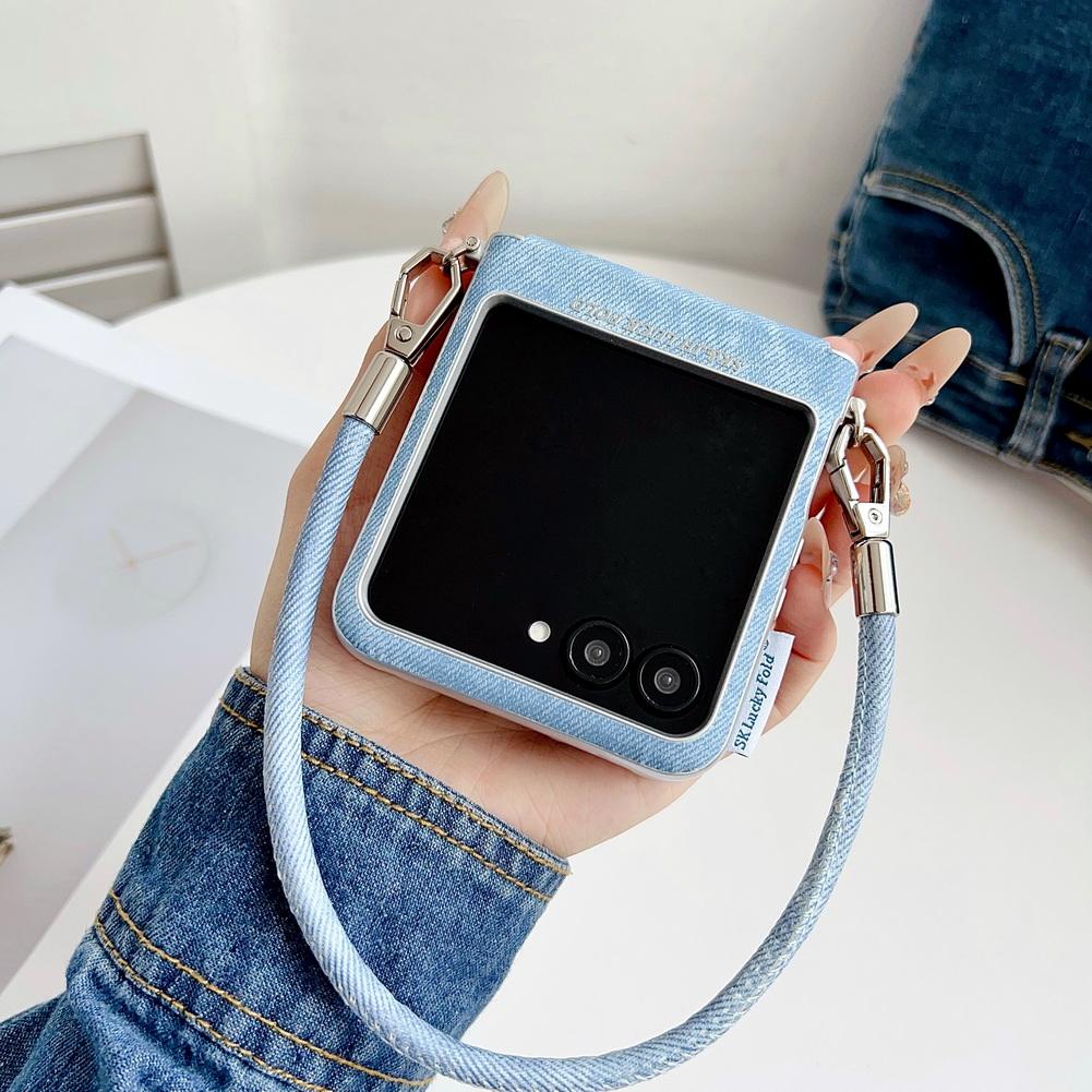 Etui magnetyczne w stylu jeansowym z srebrną krawędzią i bocznym zapięciem dla Motorola Razr 60 Ultra Moto Razr 60 2025 50 Razr + osłona